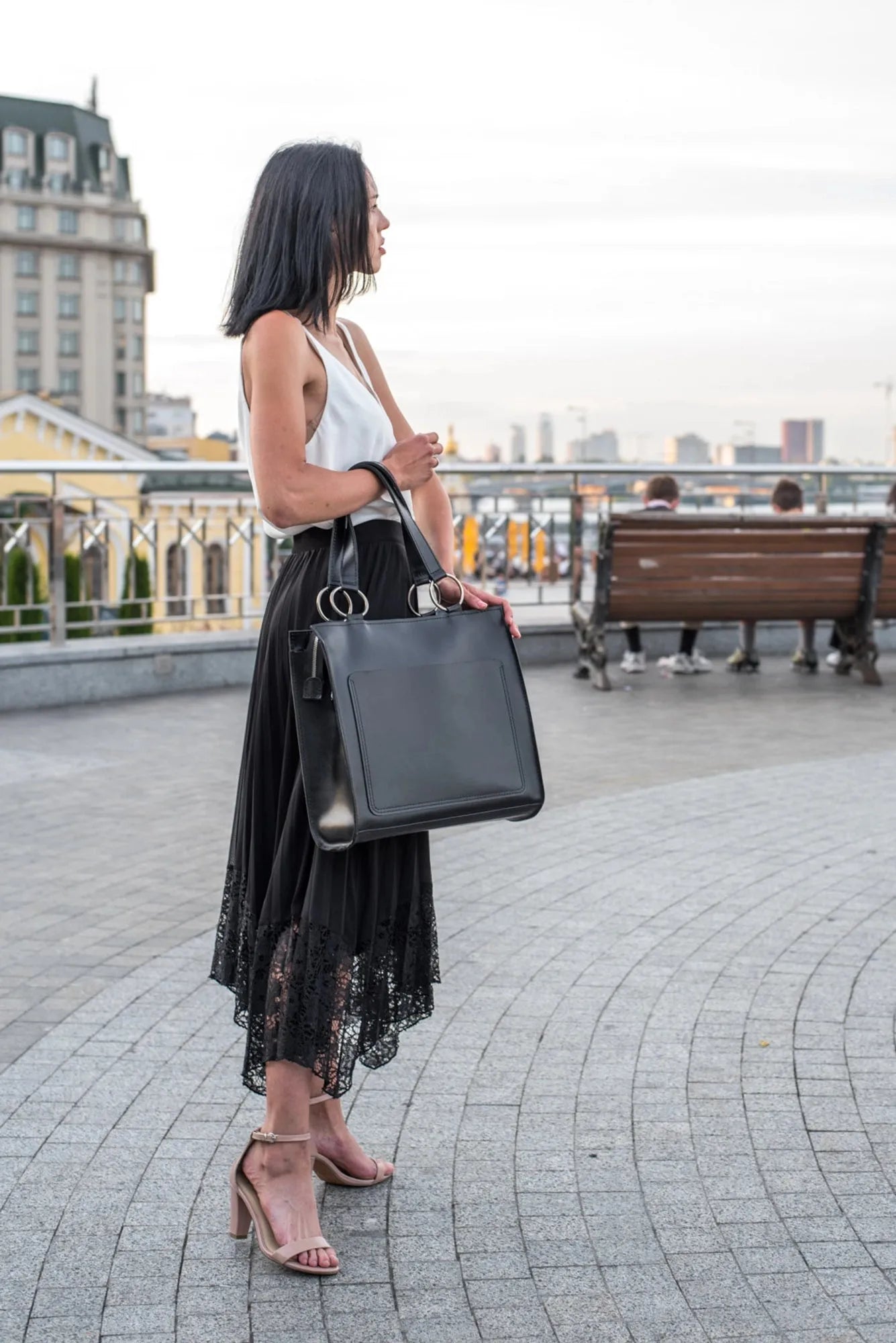 Leather Hadle Tote Bag - Confident | Smooth Black - Wenderfarer