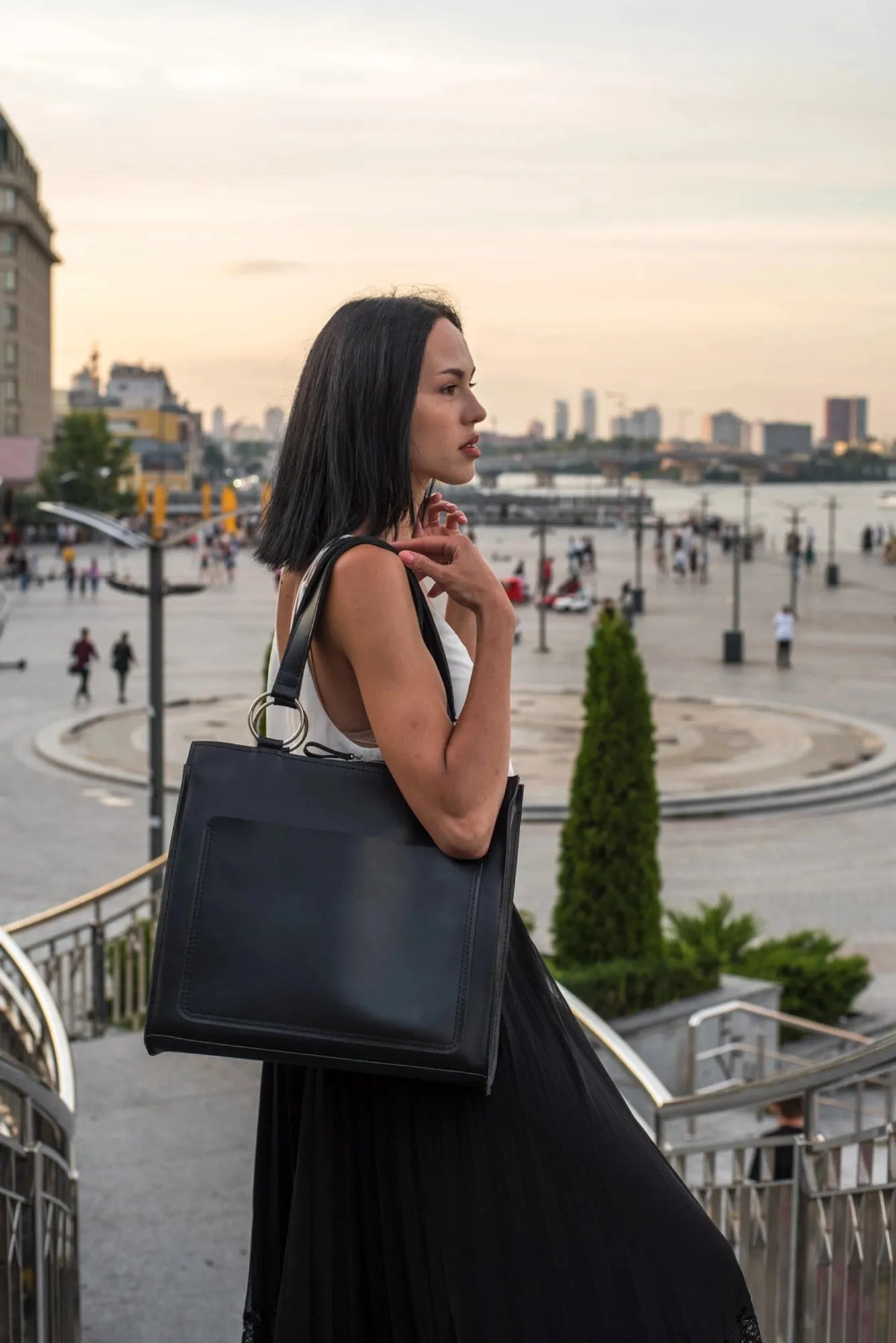 Leather Hadle Tote Bag - Confident | Smooth Black - Wenderfarer