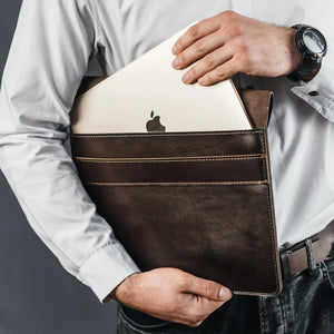 Timeless Leather MacBook Sleeve – All Sizes with Felt Lining