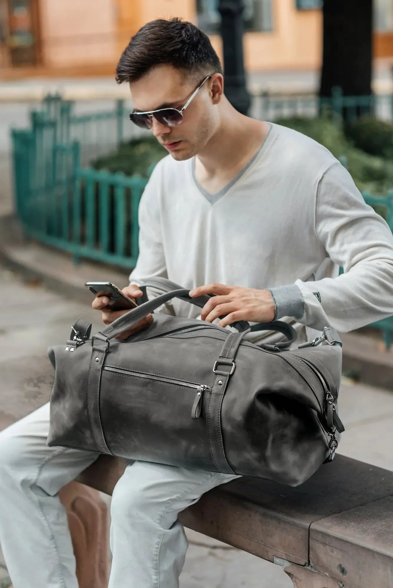 Handmade Distressed Leather Duffel – Travel Bag for Men | Stout M/L