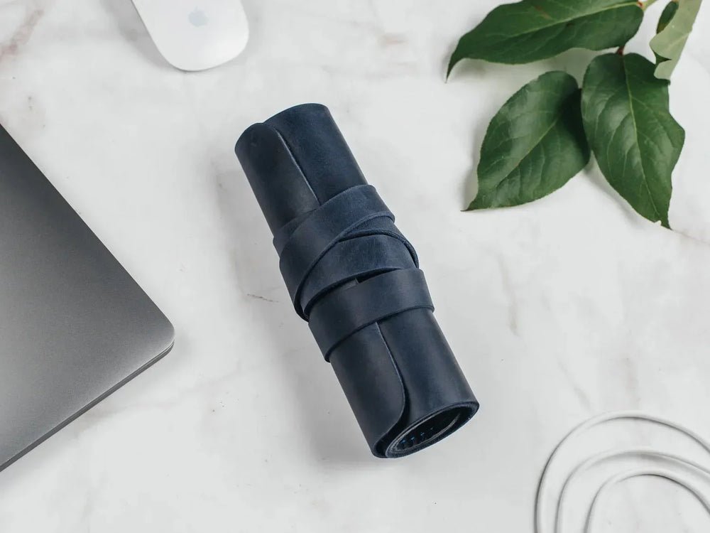 Waxed Leather Roll-Up Organizer – Cables & Tools Wrap