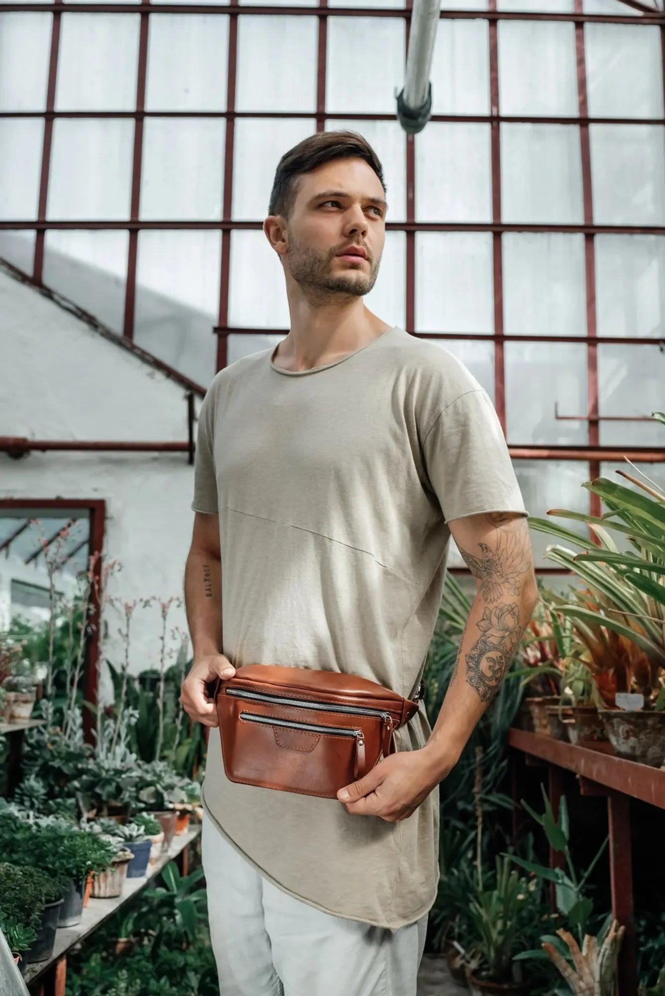 Leather Waist & Crossbody Bag – Unisex Belt Bag with Zippers