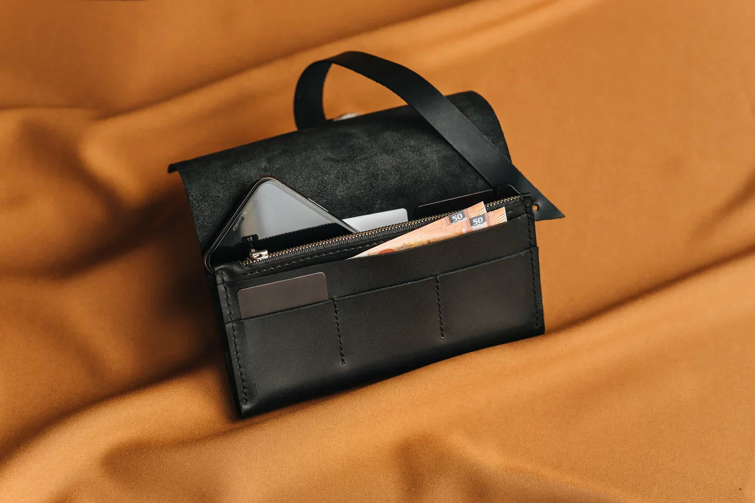 Smooth Leather Wallet for Women | Wrap Closure + Zip Pocket