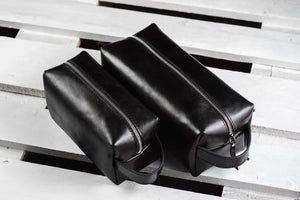 Leather Dopp kit | Smooth Black - Wenderfarer