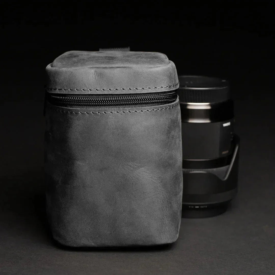 Waxed Matte Leather Camera Lens Pouch – 4 Size Options
