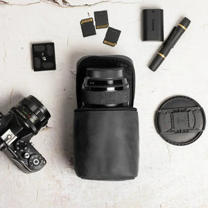 Waxed Matte Leather Camera Lens Pouch – 4 Size Options