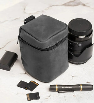 Waxed Matte Leather Camera Lens Pouch – 4 Size Options