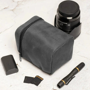 Waxed Matte Leather Camera Lens Pouch – 4 Size Options
