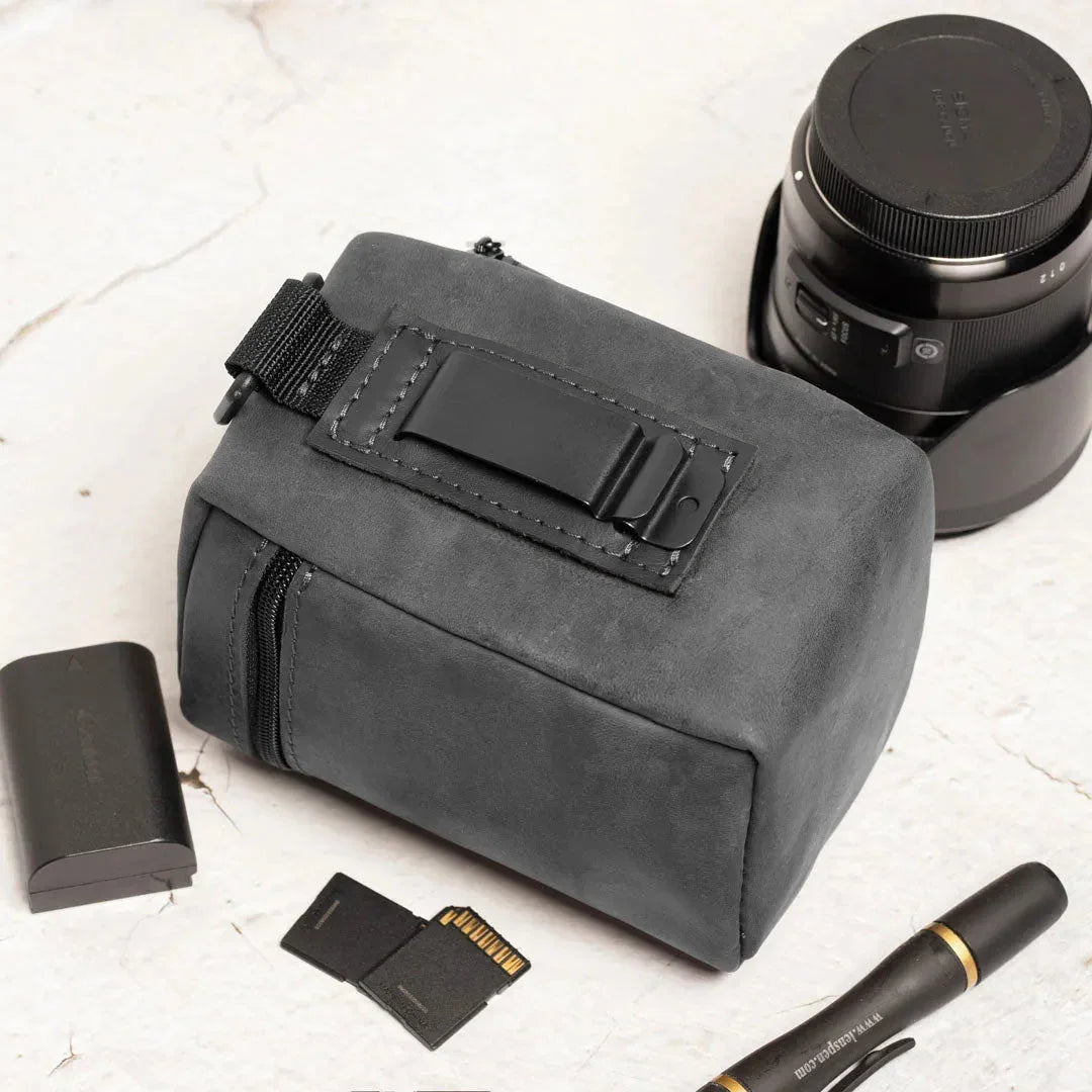 Waxed Matte Leather Camera Lens Pouch – 4 Size Options