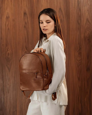 Zippered Leather Backpack for Women – Full Grain Craftsmanship