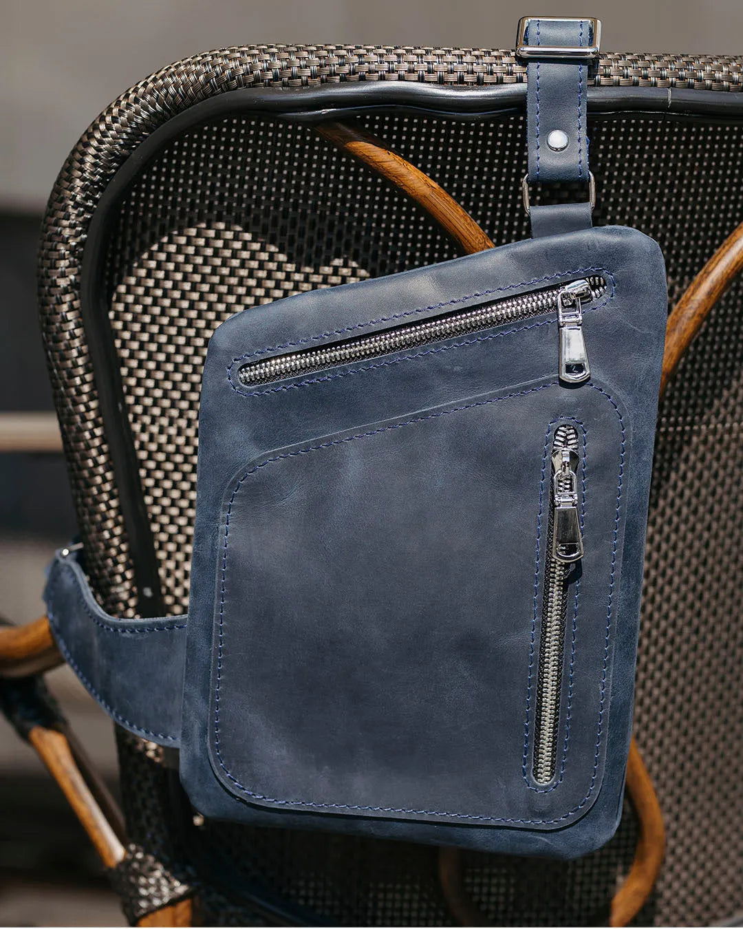 Men’s Sling Bag in Waxed Matte Leather | Hidden Back Pocket