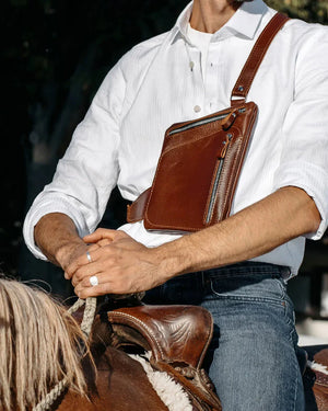 Smooth Leather Sling Bag for Men's | Hidden