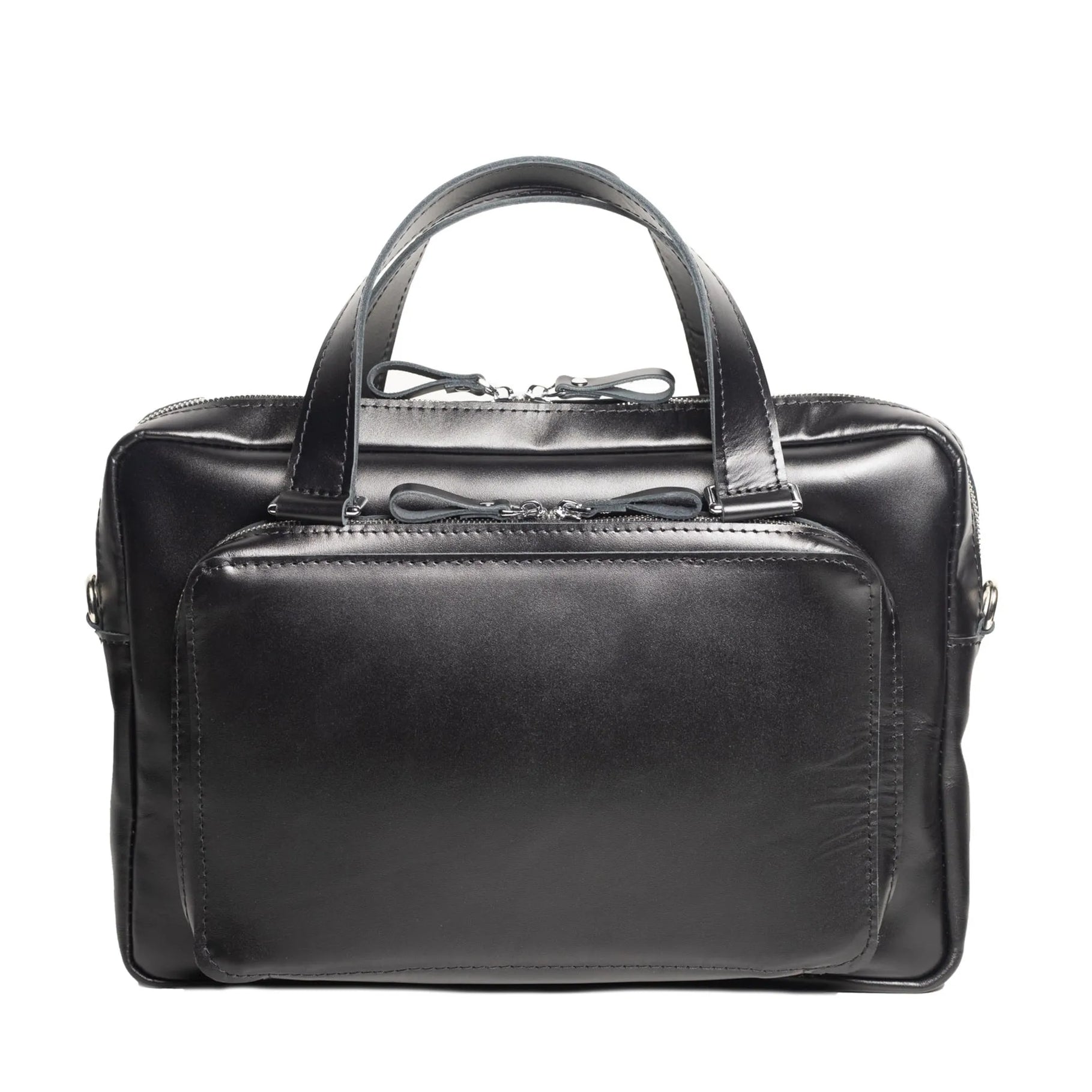 Leather Laptop Briefcase with Organizer | Smooth Black - Wenderfarer