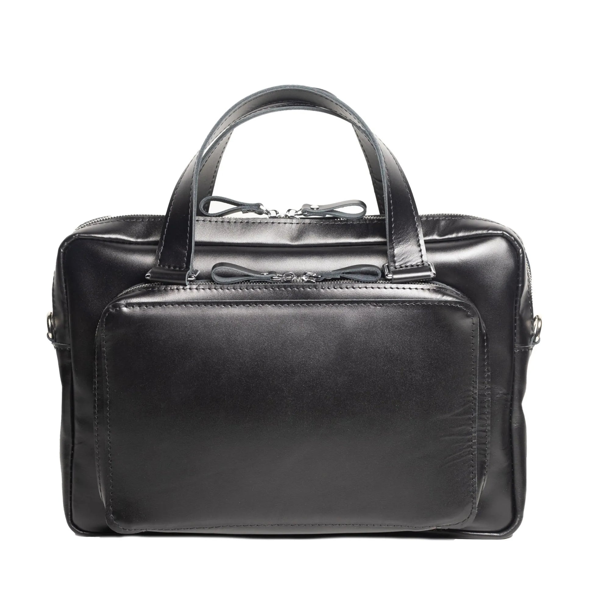 Leather Laptop Briefcase with Organizer | Smooth Black - Wenderfarer