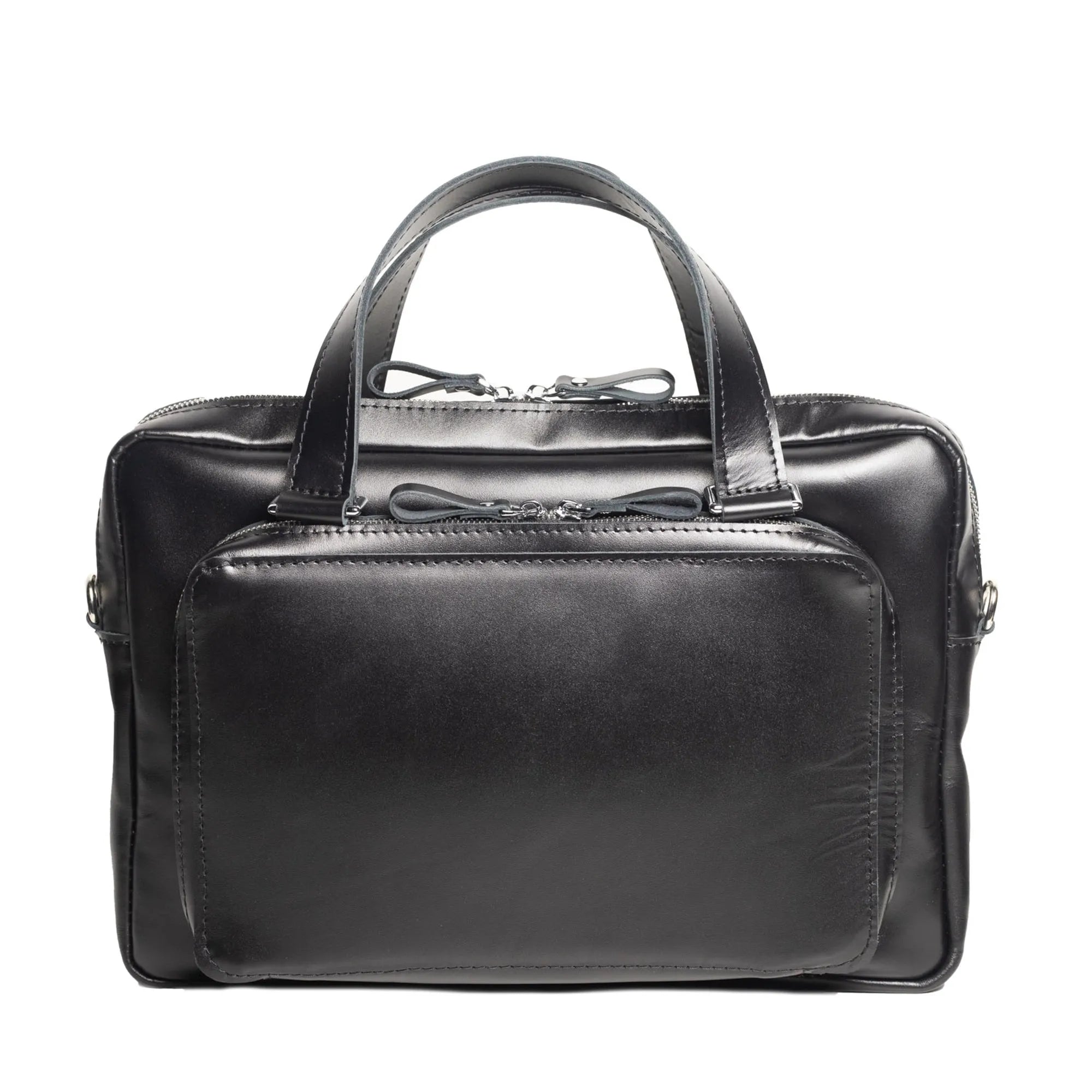 Leather Laptop Briefcase with Organizer | Smooth Black - Wenderfarer