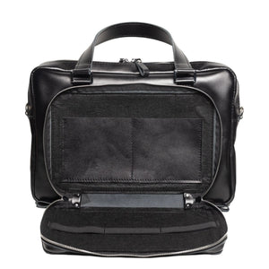 Leather Laptop Briefcase with Organizer | Smooth Black - Wenderfarer
