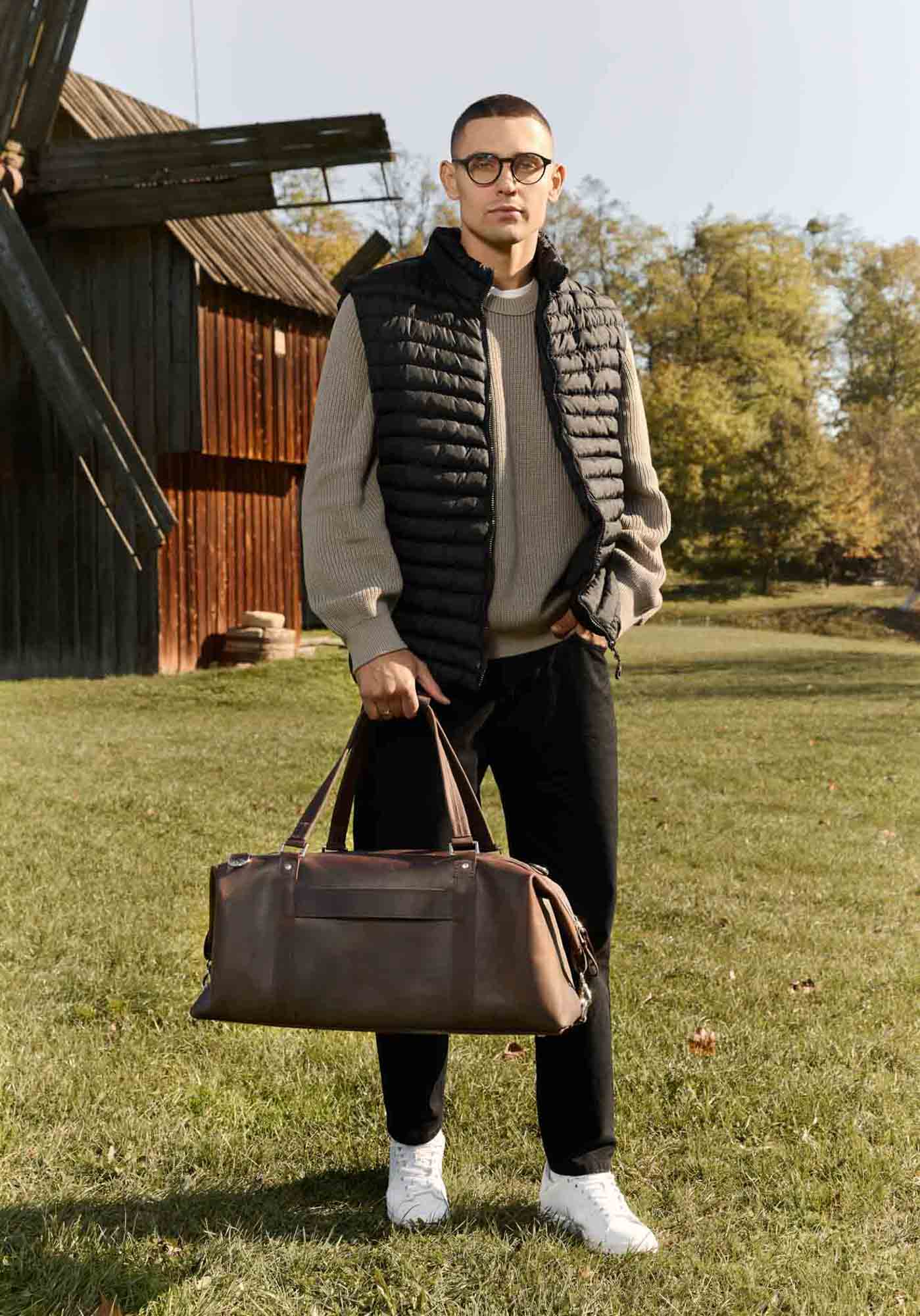 Handmade Distressed Leather Duffel – Travel Bag for Men | Stout M/L