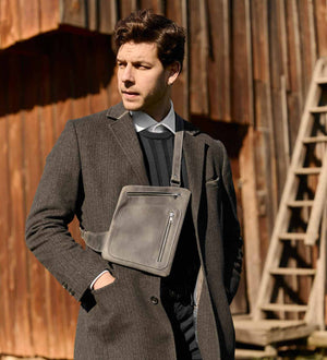 Men’s Sling Bag in Waxed Matte Leather | Hidden Back Pocket