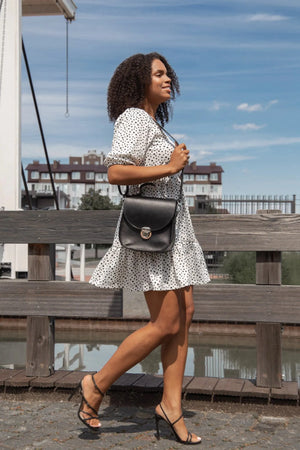 Women's Leather Crossbody Bag - Blossom | Smooth Black - Wenderfarer