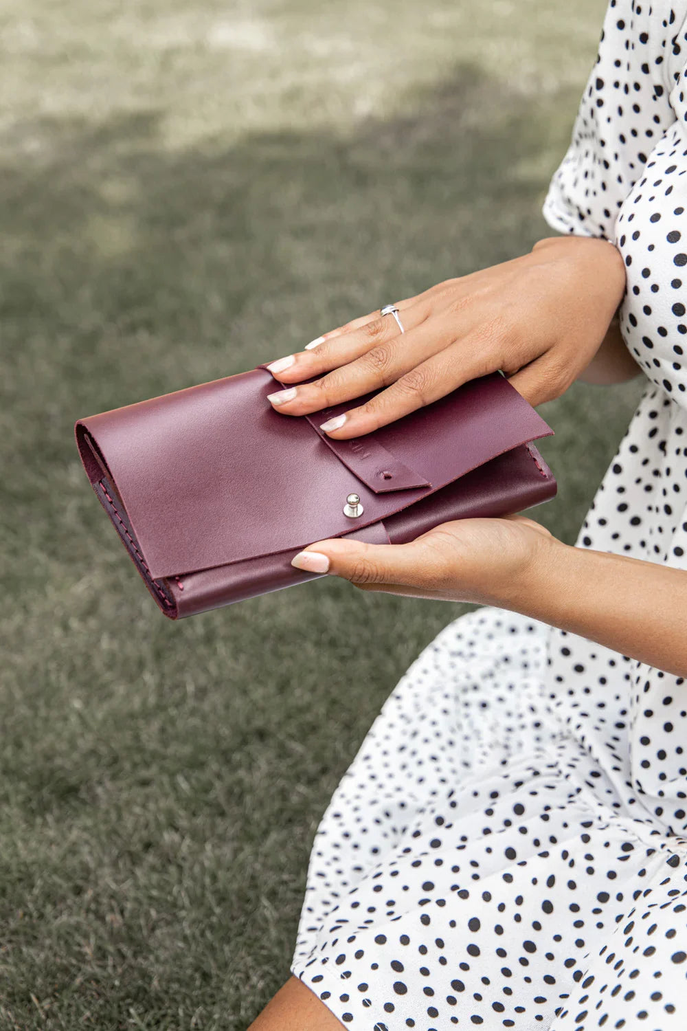Smooth Leather Wallet for Women | Wrap Closure + Zip Pocket