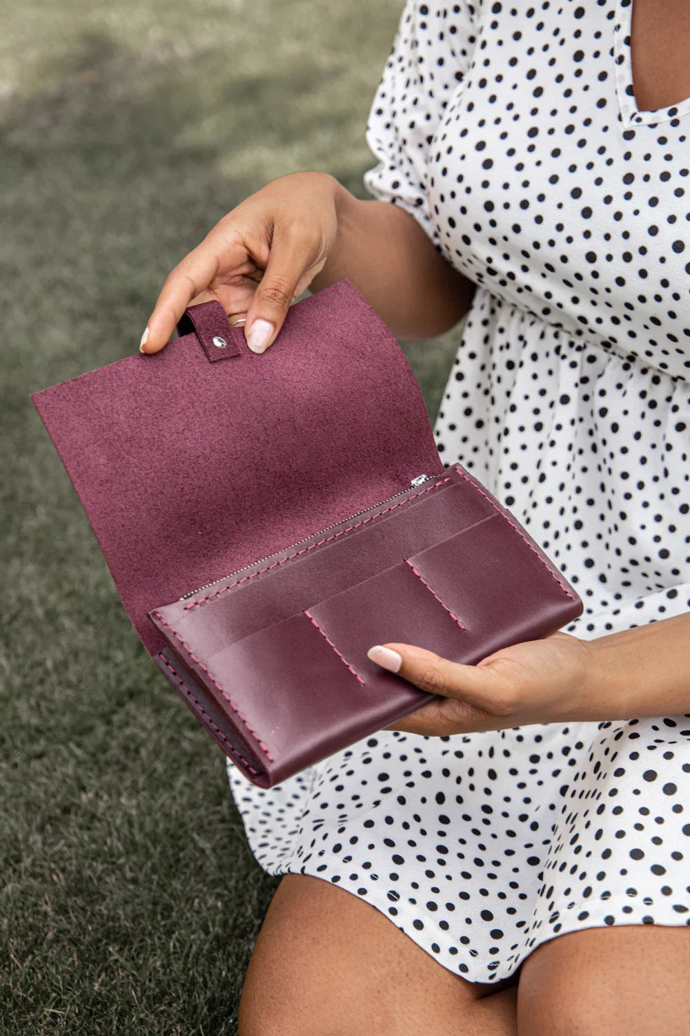 Smooth Leather Wallet for Women | Wrap Closure + Zip Pocket