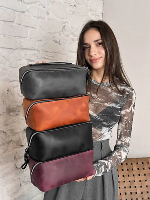 Matte Leather Cosmetic Bag – Travel Toiletry Organizer | BeautyBox