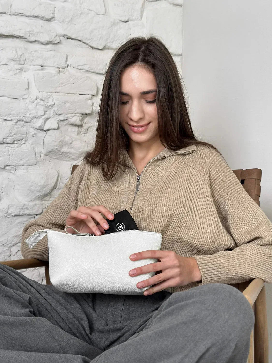 Grainy Leather Cosmetic Bag – Zippered Travel Pouch for Women | Allure