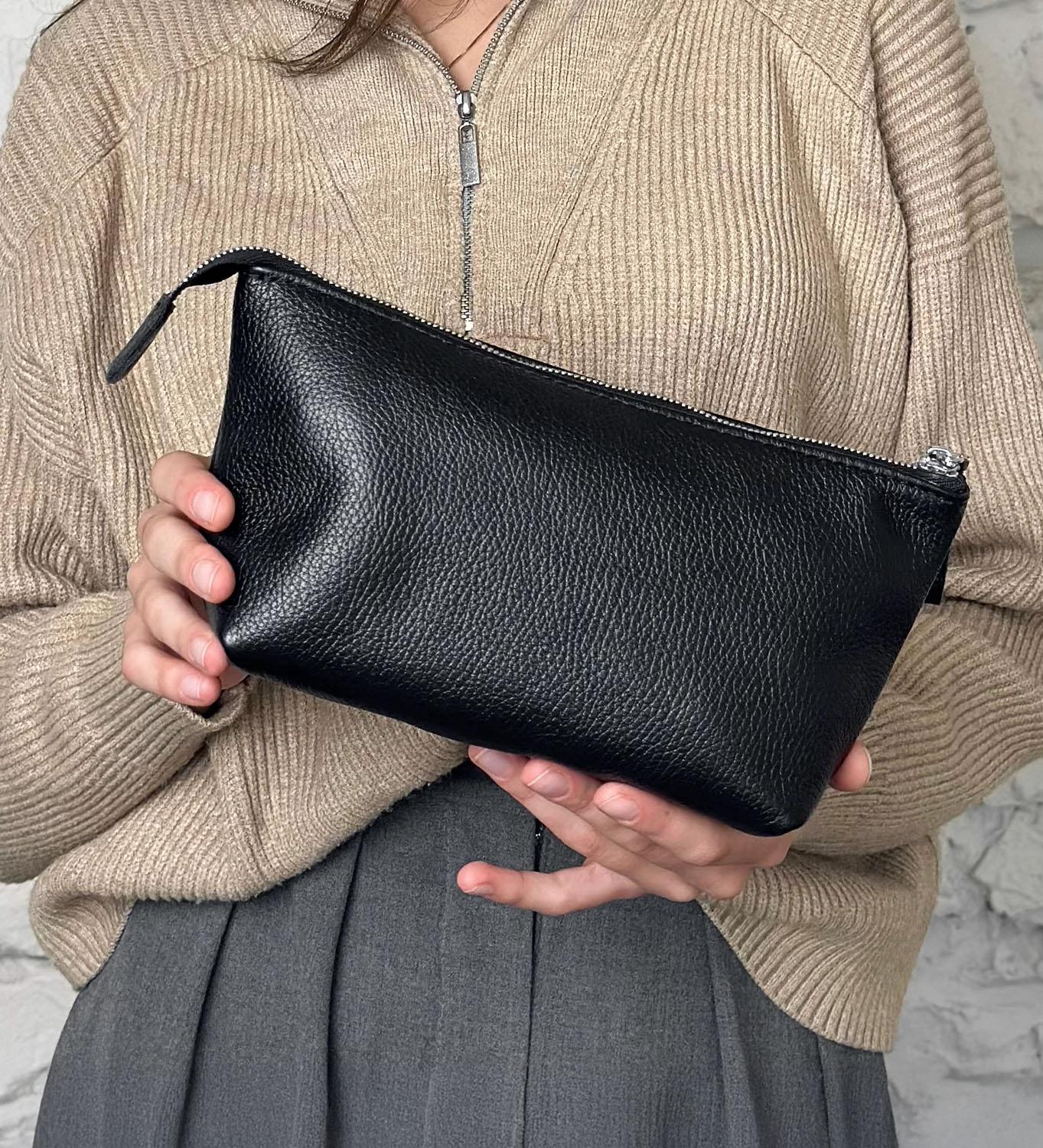 Grainy Leather Cosmetic Bag – Zippered Travel Pouch for Women | Allure