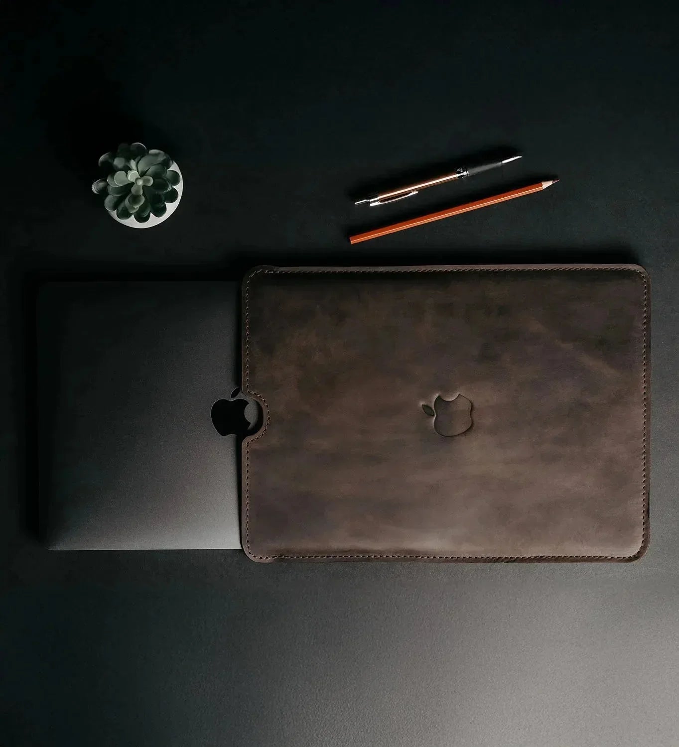 Waxed Matte Leather MacBook Case – Open Edge for Charging | Flatcase