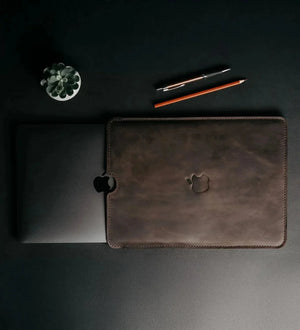 Waxed Matte Leather MacBook Case – Open Edge for Charging | Flatcase