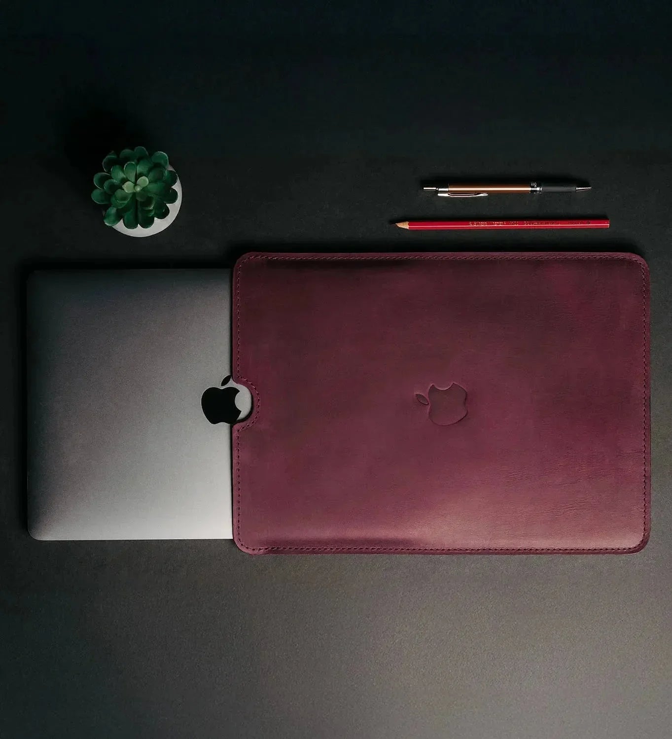 Waxed Matte Leather MacBook Case – Open Edge for Charging | Flatcase