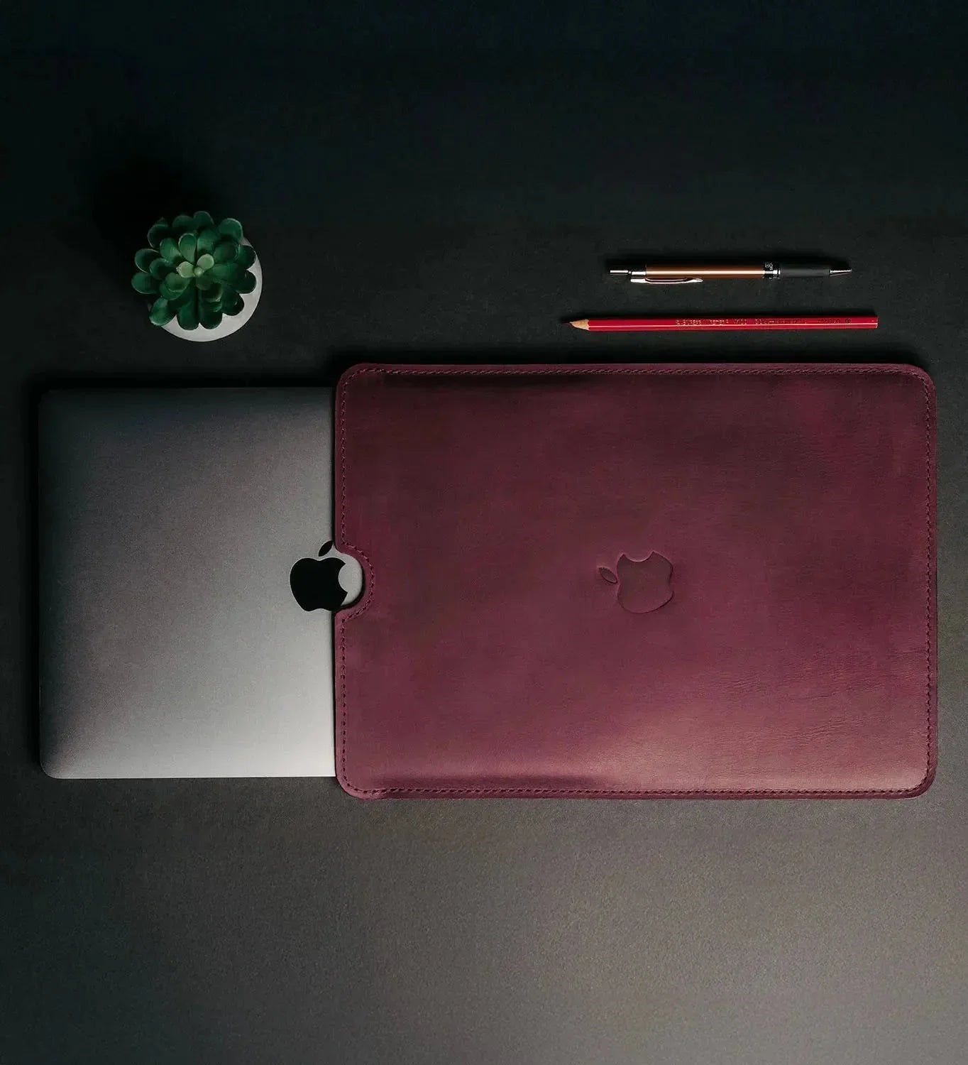 Waxed Matte Leather MacBook Case – Open Edge for Charging | Flatcase