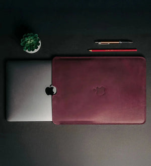Waxed Matte Leather MacBook Case – Open Edge for Charging | Flatcase