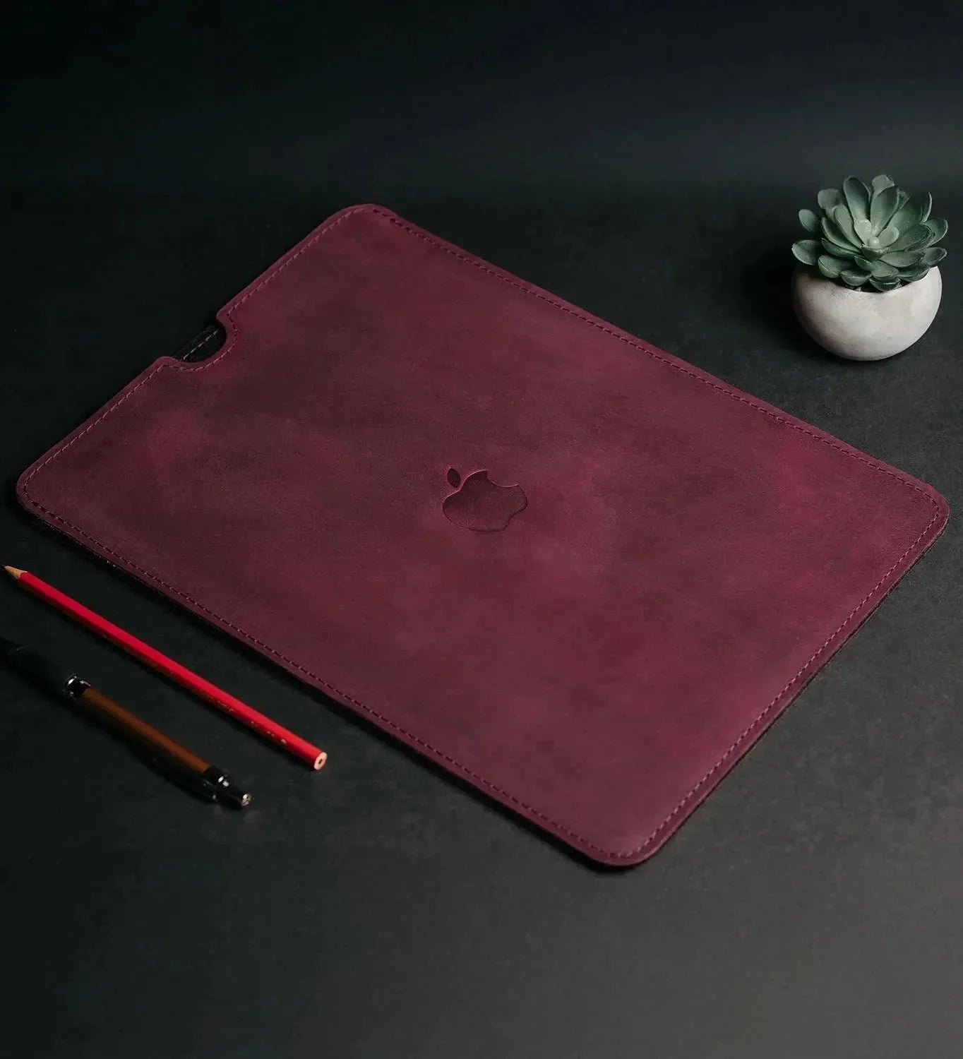 Waxed Matte Leather MacBook Case – Open Edge for Charging | Flatcase