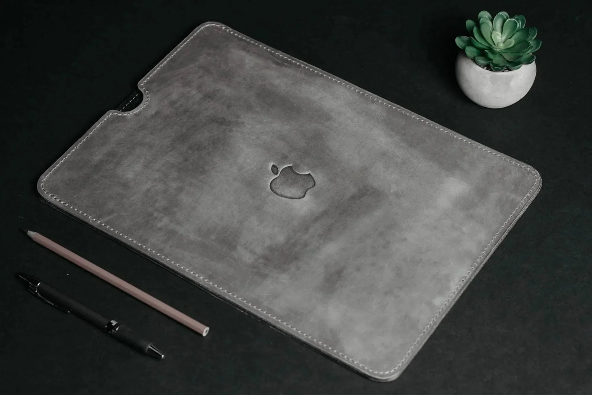 Waxed Matte Leather MacBook Case – Open Edge for Charging | Flatcase