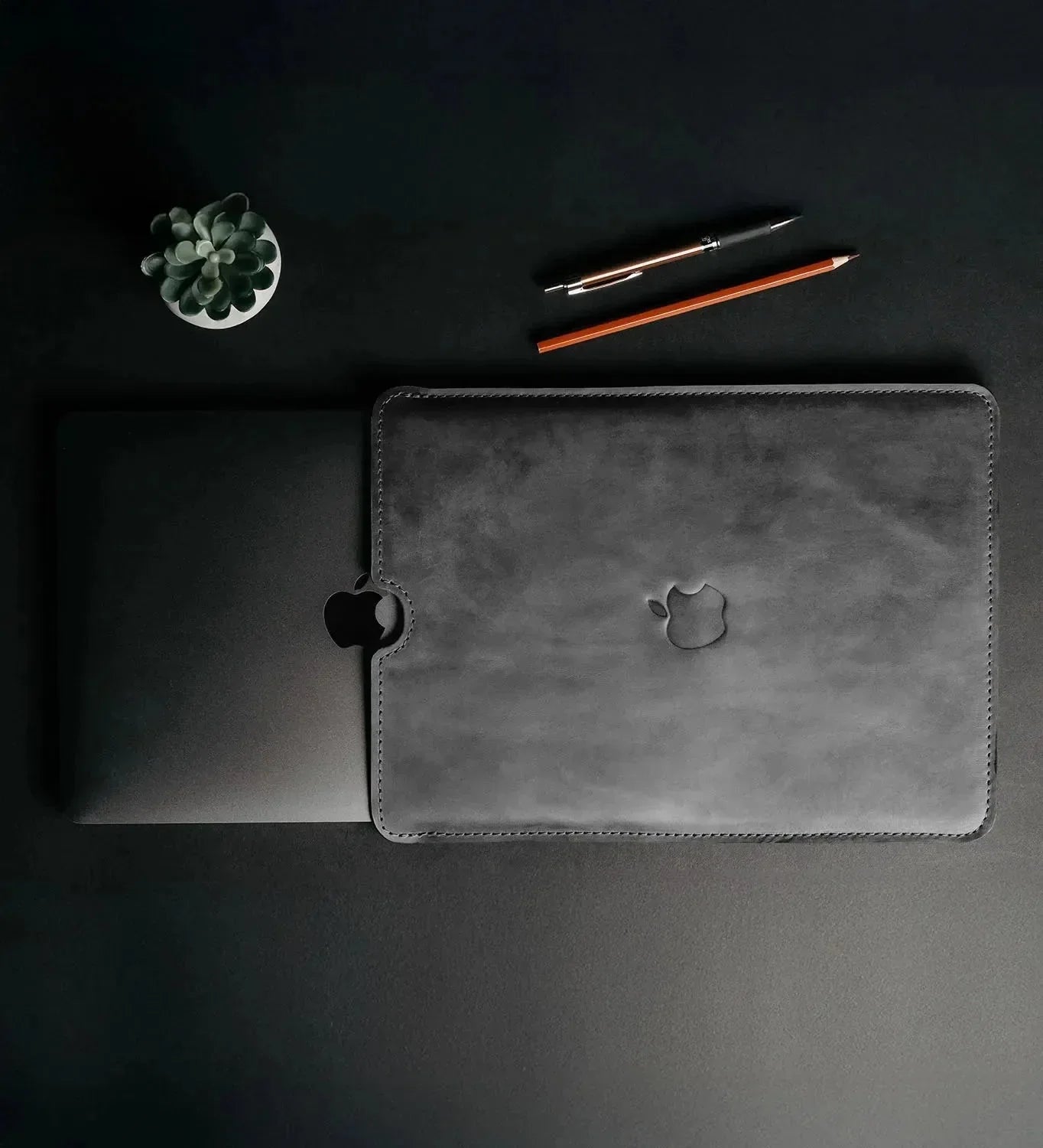Waxed Matte Leather MacBook Case – Open Edge for Charging | Flatcase