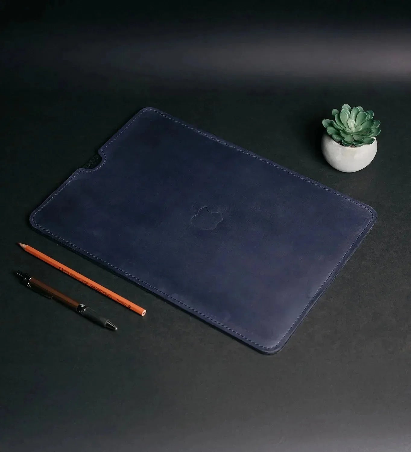 Waxed Matte Leather MacBook Case – Open Edge for Charging | Flatcase