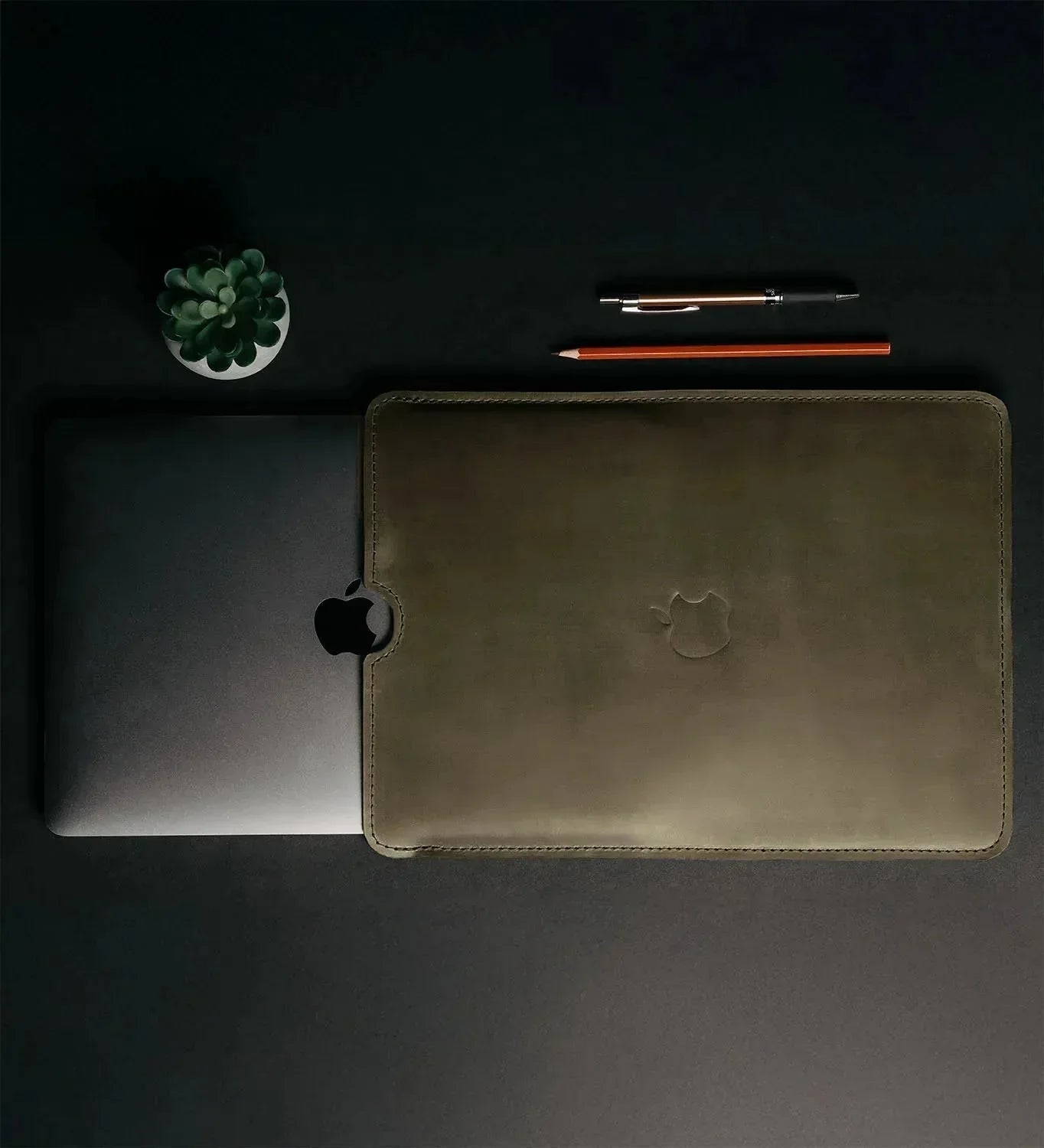 Waxed Matte Leather MacBook Case – Open Edge for Charging | Flatcase