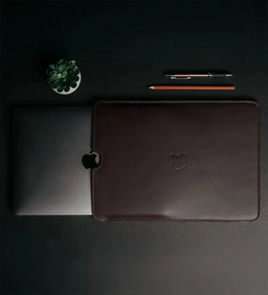 Slim Smooth Leather MacBook Sleeve with Wool Lining | FlatCase