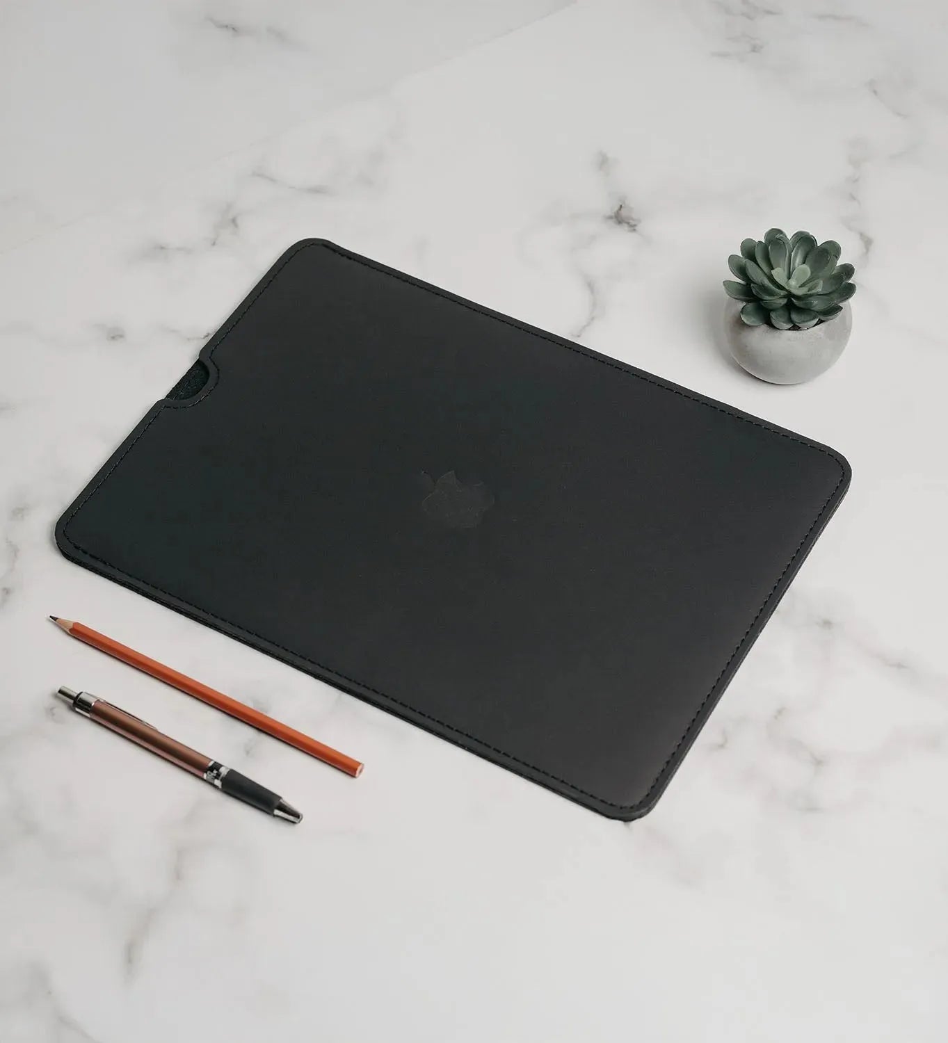 Waxed Matte Leather MacBook Case – Open Edge for Charging | Flatcase