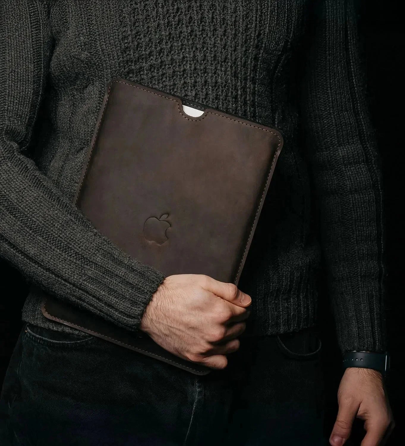 Waxed Matte Leather MacBook Case – Open Edge for Charging | Flatcase