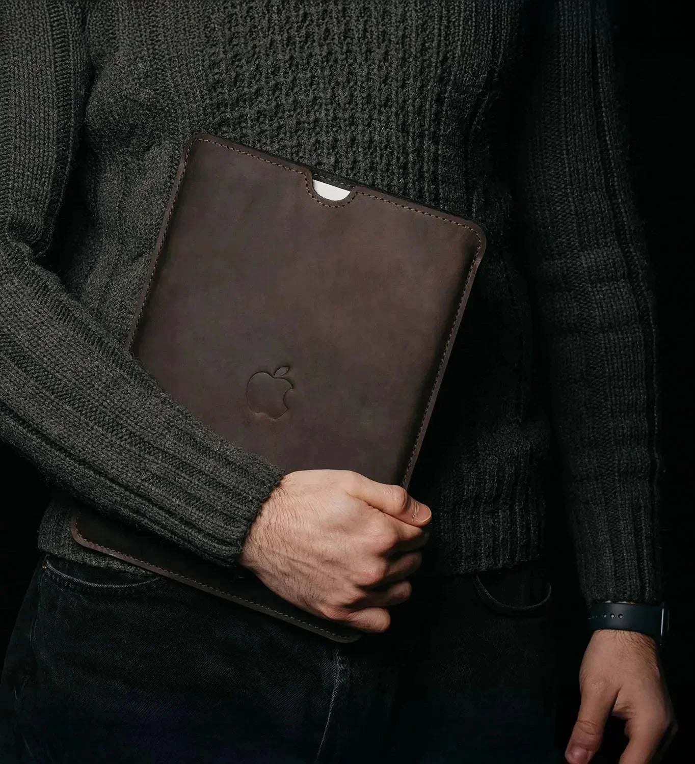Waxed Matte Leather MacBook Case – Open Edge for Charging | Flatcase