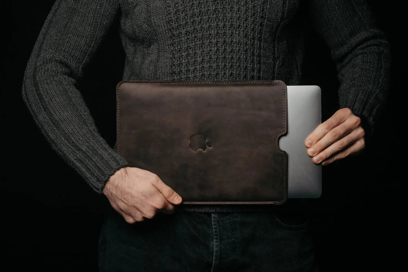 Waxed Matte Leather MacBook Case – Open Edge for Charging | Flatcase