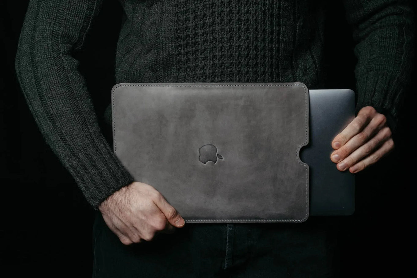 Waxed Matte Leather MacBook Case – Open Edge for Charging | Flatcase