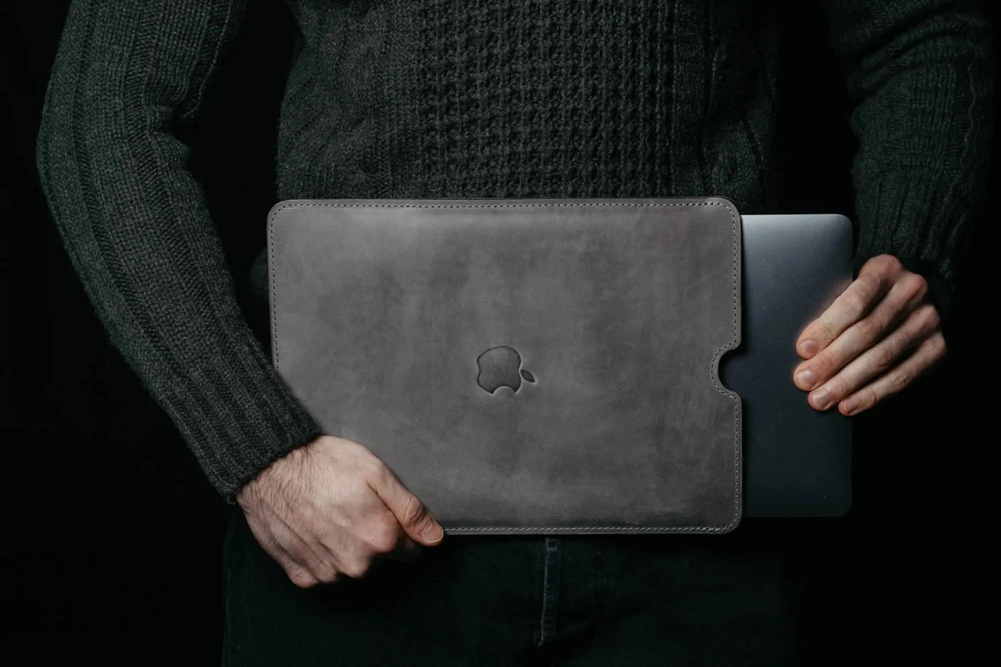 Waxed Matte Leather MacBook Case – Open Edge for Charging | Flatcase