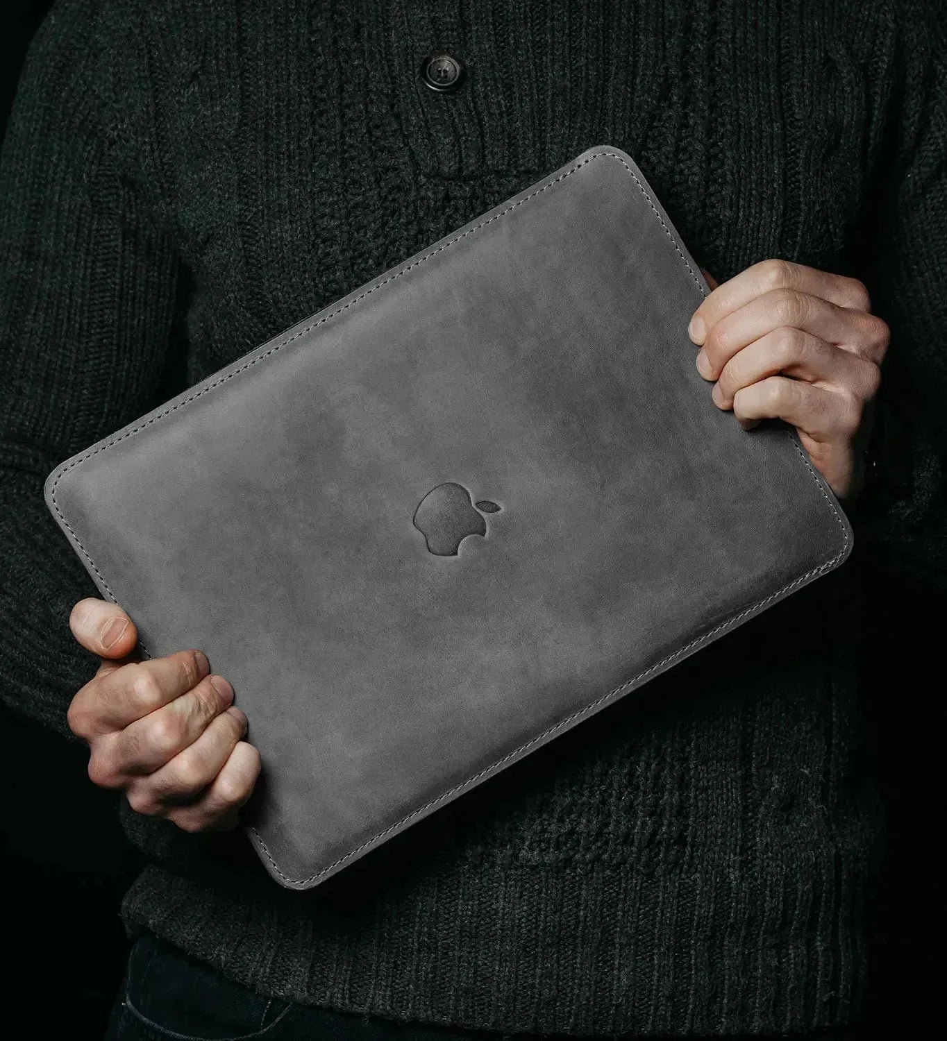 Waxed Matte Leather MacBook Case – Open Edge for Charging | Flatcase