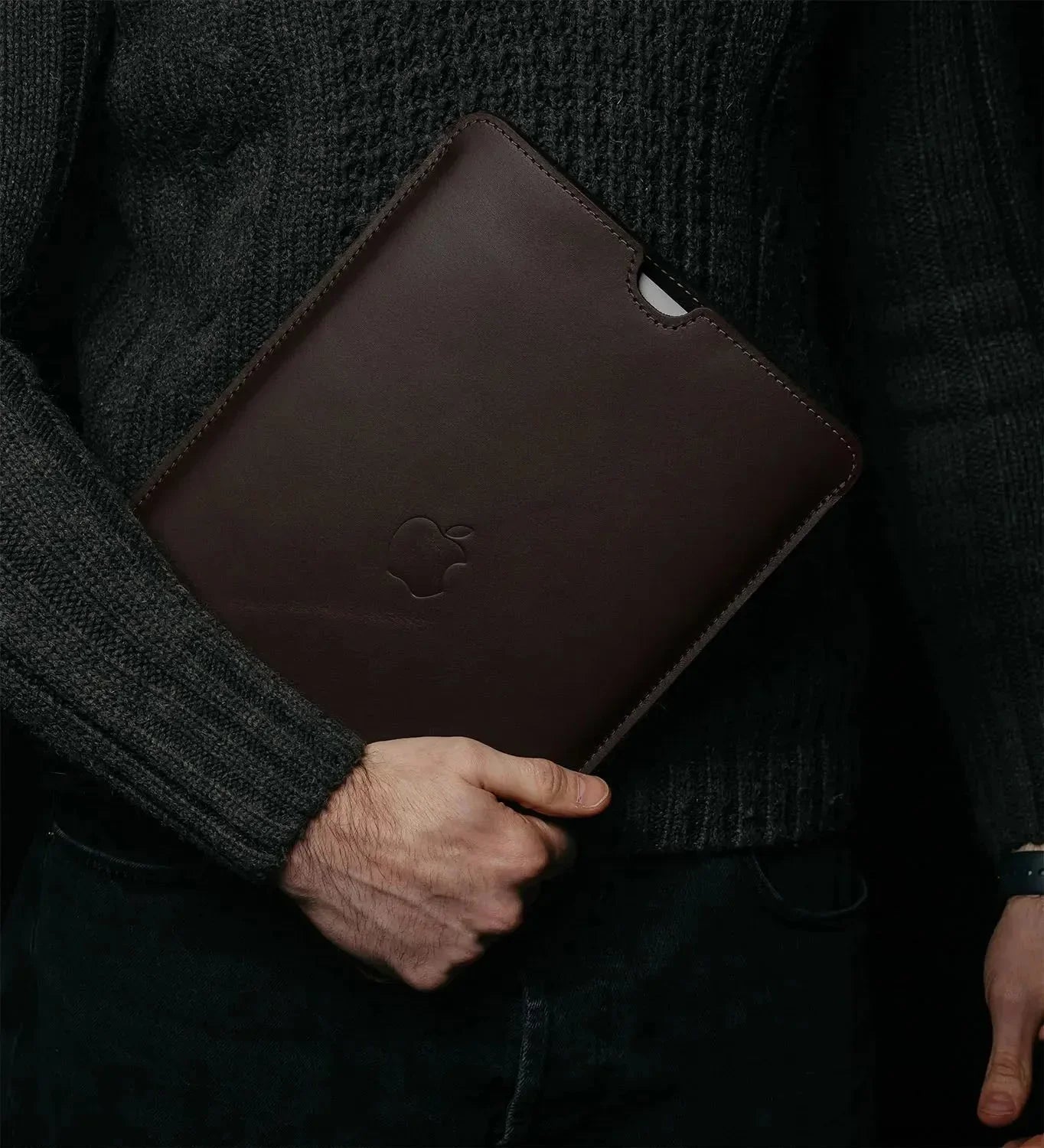 Slim Smooth Leather MacBook Sleeve with Wool Lining | FlatCase
