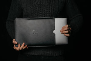 Leather Ipad Case with Wool Lining | Black - Wenderfarer