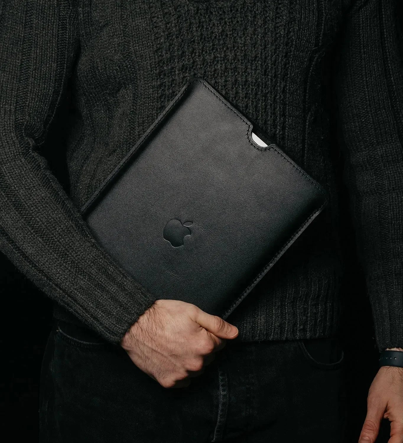 Slim Smooth Leather MacBook Sleeve with Wool Lining | FlatCase