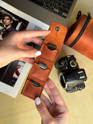 Leather SD Card Holder – 3-Slot Compact Organizer for Photographers